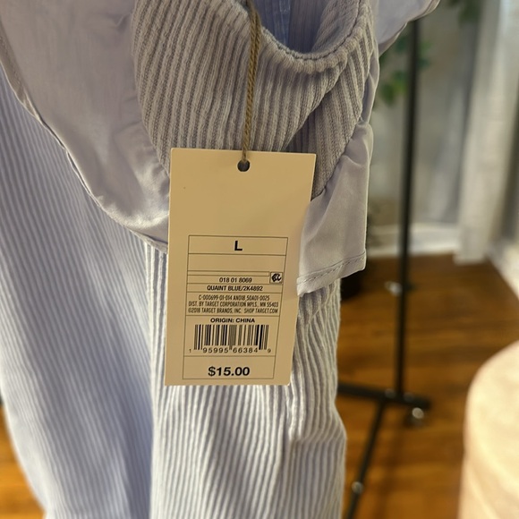 NWT Light Blue Ruffle Sleeve Ribbed Top - Picture 4 of 7